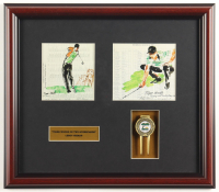 LeRoy Neiman Matching Set of (2) Tiger Woods Custom Framed Art Prints Display with Champion Divot Repair Tool & Name Plaque at PristineAuction.com
