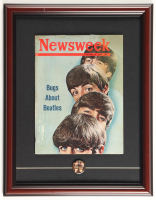 1964 Original Beatles "Newsweek" Custom Framed Magazine Display with Beatles Lapel Pin at PristineAuction.com