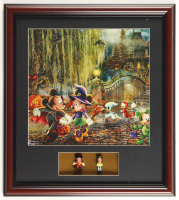 Thomas Kinkade Walt Disney's "Mickey & Minnie Halloween" Custom Framed Print Display with (2) 1960 Vintage Mickey & Minnie Vintage Disney Figures at PristineAuction.com