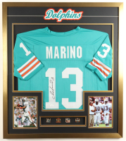 Dan Marino Signed Custom Framed Jersey Display with Stat Plaque & (4) Marino Pins (JSA) at PristineAuction.com