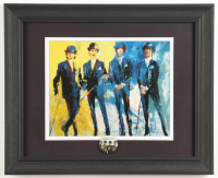 "The Beatles!" Custom Framed Leroy Neiman Art Print with Vintage 1964 Italian Beatles Lapel Pin at PristineAuction.com