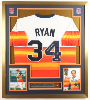 Nolan Ryan Signed Custom Framed Jersey Display with HOF Induction Pin Inscribed "All Time K King" (PSA) at PristineAuction.com