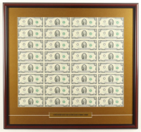 2013 U.S. $2 Dollar Bill Custom Framed Uncut Sheet Of (32) Bills at PristineAuction.com