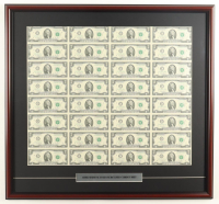 2013 U.S. $2 Dollar Bill Custom Framed Uncut Sheet Of (32) Bills at PristineAuction.com