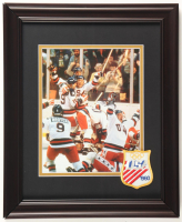 "The Miracle on Ice" 1980 USA Hockey Team Custom Framed Photo with Original 1980 US Olympics at Lake Placid Patch at PristineAuction.com