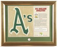 1973 Oakland Athletics Custom Framed Commemorative Patch Display with Vintage Oakland Athletics Logo Pin at PristineAuction.com