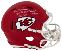 Pat Mahomes Sr. Signed Chiefs Full-Size Speed Helmet Inscribed "Who's Your Daddy?" & "The GOAT Father" (Schwartz) at PristineAuction.com