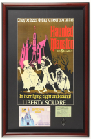 Disney World "Haunted Mansion" Custom Framed Print Display with Vintage Disney World Photo Portfolio, Haunted Mansion Pewter Ride Pin, & Haunted Mansion E Ticket at PristineAuction.com