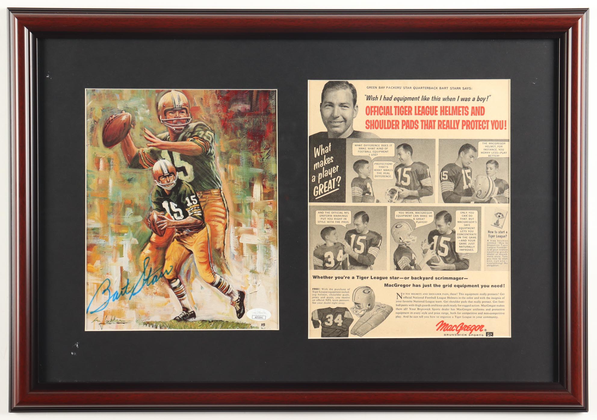 Bart Starr Signed Packers Custom Framed Art Print Display With Vintage MacGregor Original 1965 Bart Starr Advertisement (JSA) at PristineAuction.com Bart Starr Signed Packers Custom Framed Art Print Display With Vintage MacGregor Original 1965 Bart Starr Advertisement (JSA) at PristineAuction.com