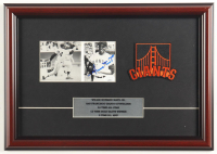 Willie Mays Signed Giants Custom Framed Photo Display with Career Stat Plaque & 1969 Giants Logo Patch (JSA) at PristineAuction.com