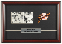 Willie Mays Signed Giants Custom Framed Photo Display with Career Stat Plaque & 1969 Giants Logo Patch (JSA) at PristineAuction.com