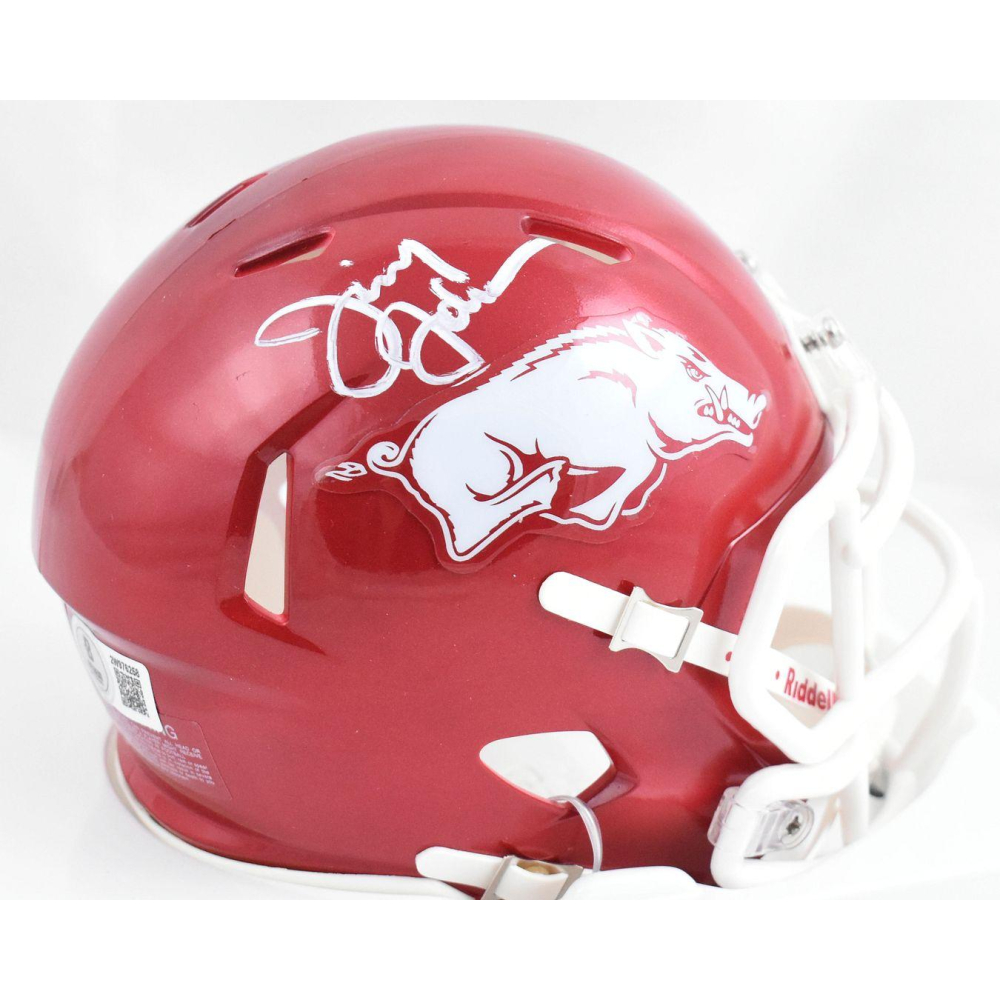 Jimmy Johnson Signed Arkansas Razorbacks Speed Mini Helmet (Beckett ...