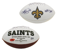 Lance Moore Signed Saints Logo Football Inscribed "Who Dat" (Beckett) at PristineAuction.com