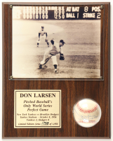 Don Larsen Signed Yankees OAL Baseball with Wooden Plaque Display Inscribed "1956 WS Perfect Game" (Beckett) at PristineAuction.com