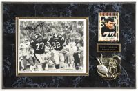Steve Courson Signed Steelers Photo Plaque With 1983 Kiwanis Club Trading Card (Beckett) at PristineAuction.com