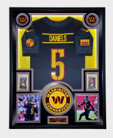 Jayden Daniels Signed Commanders Custom Framed Nike Limited Jersey with LED Display & (2) PSA 10 Graded Rookie Cards (Beckett) at PristineAuction.com