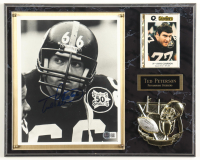Ted Petersen Signed Steelers Photo Plaque With 1983 Kiwanis Club Trading Card (Beckett) at PristineAuction.com