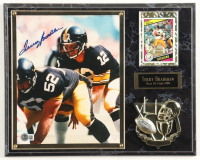 Terry Bradshaw Signed Steelers Photo Plaque With 1984 Topps Trading Card (Beckett) at PristineAuction.com