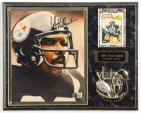 John Stallworth Signed Steelers Photo Plaque With 1987 Topps Trading Card (Beckett) at PristineAuction.com