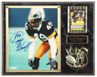 Dwayne Woodruff Signed Steelers Photo Plaque With 1985 Topps Trading Card (Beckett) at PristineAuction.com