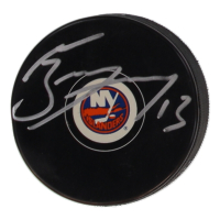 Mathew Barzal Signed Islanders Logo Hockey Puck (JSA) at PristineAuction.com