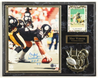 Mike Webster Signed Steelers Photo Plaque With 1983 Kiwanis Club Trading Card Inscribed "HOF 97" (Beckett) at PristineAuction.com