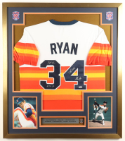 Nolan Ryan Signed Custom Framed Jersey Display with Hall of Fame Pin & Hall of Fame Patch Inscribed "7 No-Hitters" & "5,714 Ks" & "324 Wins" (PSA) at PristineAuction.com
