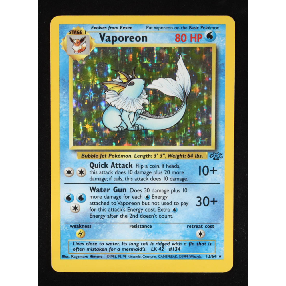 Vaporeon 1999 Pokemon Jungle Unlimited #12 Holo at PristineAuction.com
