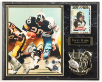 Rocky Bleier Signed Steelers Photo Plaque With 1980 Topps Trading Card (Beckett) at PristineAuction.com