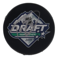 Trevor Zegras Signed 2019 NHL Draft Logo Hockey Puck (Beckett) at PristineAuction.com