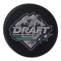Trevor Zegras Signed 2019 NHL Draft Logo Hockey Puck (JSA) at PristineAuction.com