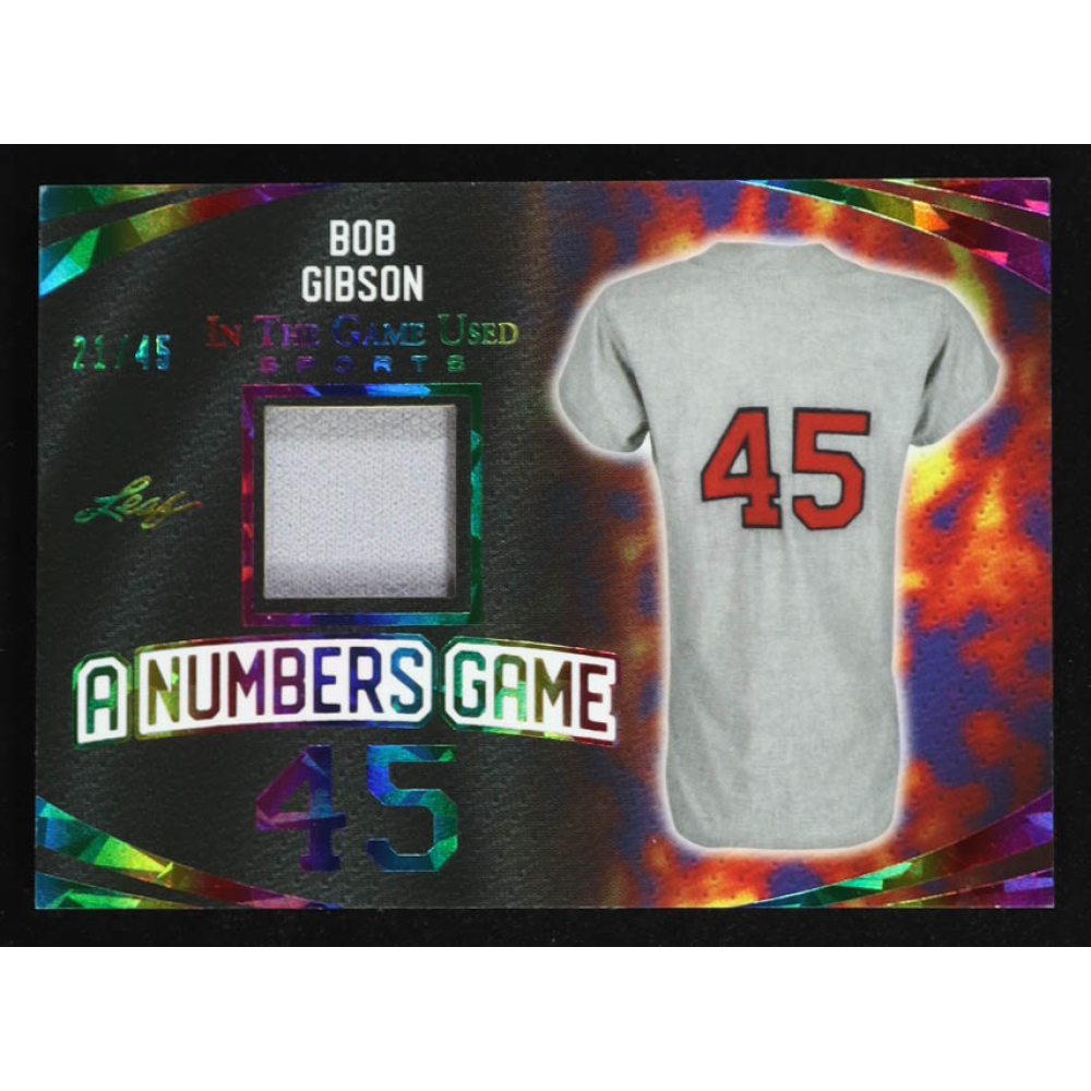 Bob Gibson 2024 Leaf ITG Used Sports A Numbers Game Crystal Rainbow #ANG02 #21/45 at PristineAuction.com