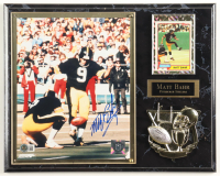 Matt Bahr Signed Steelers Photo Plaque With 1981 Topps Trading Card (Beckett) at PristineAuction.com