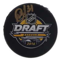 Mikhail Sergachev Signed 2016 NHL Draft Logo Hockey Puck (Beckett) at PristineAuction.com