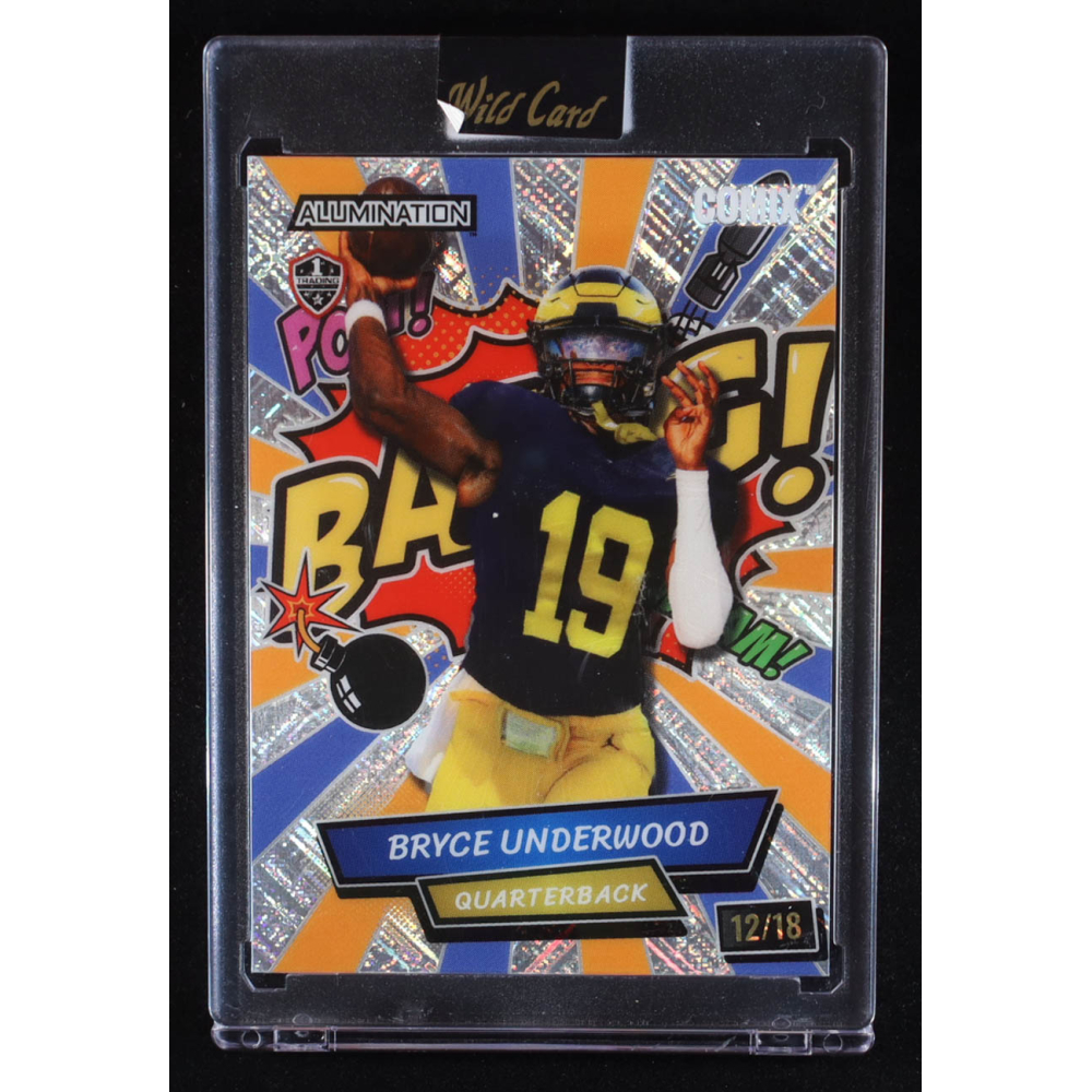 Bryce Underwood 2024 Wild Card Alumination Just The Hits Football Comix Yellow Blue #ACBU RC #12/18 at PristineAuction.com