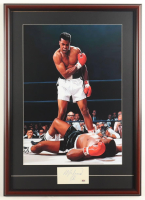 Muhammad Ali Signed Custom Framed Cut Display with Art Print (PSA) at PristineAuction.com