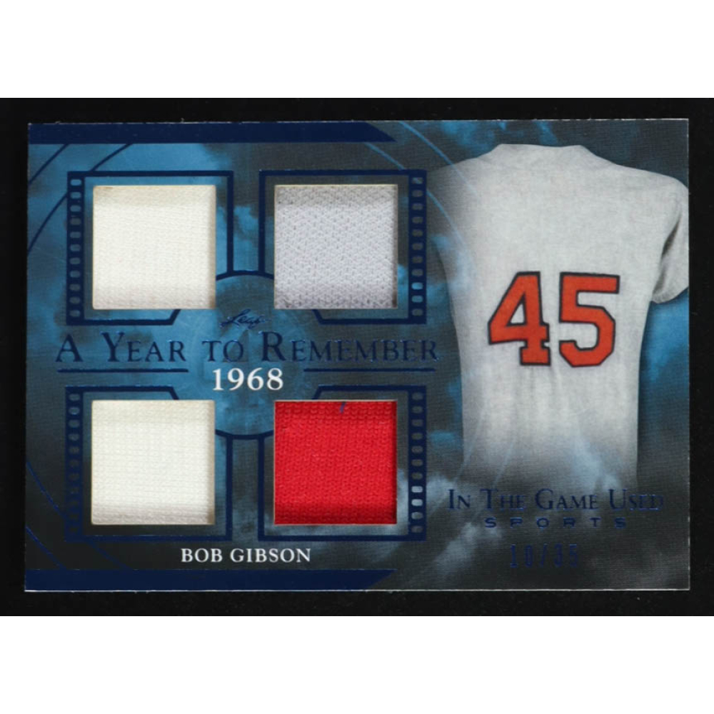 Bob Gibson 2020 ITG Used Sports A Year to Remember Quad Memorabilia Navy Blue #AYR05 #10/35 at PristineAuction.com