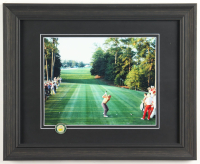 "Jack Nicklaus on the 18th Tee at the Masters" Custom Framed Photo Display with 1972 Masters Pin at PristineAuction.com