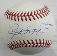 Giancarlo Stanton Signed OML Baseball Inscribed "17 NL MVP" (JSA) at PristineAuction.com