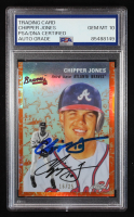 Chipper Jones Signed 2023 Topps Chrome Platinum Anniversary Platinum Toile White Orange Refractors #358 (PSA | Auto 10) at PristineAuction.com