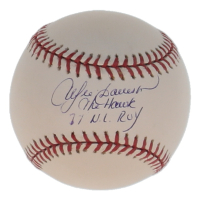 Andre Dawson Signed OML Baseball Inscribed "The Hawk" and "77 NL ROY" (JSA) at PristineAuction.com