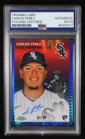 Carlos Perez Signed 2023 Topps Chrome Platinum Anniversary Autographs Blue Prism Refractors #CPACP #87/99 RC (PSA Authentic) at PristineAuction.com