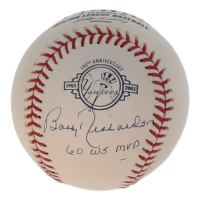 Bobby Richardson Signed OML Yankees 100th Anniversary Commemorative Logo Baseball Inscribed "60 WS MVP" (JSA) at PristineAuction.com