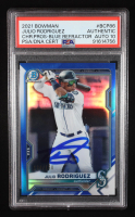 Julio Rodriguez Signed 2021 Bowman Chrome Prospects Blue Refractors #BCP86 RC #134/150 (PSA | Autograph Graded 10) at PristineAuction.com