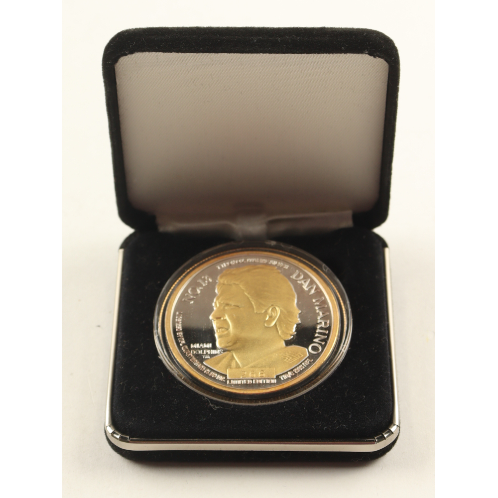 Dan Marino LE Enviromint Fine .999 Fine Silver With 24kt Gold Plating Medallion Coin at PristineAuction.com