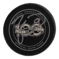 Taylor Hall Signed NHL 100th Anniversary Commemorative Logo Hockey Puck (Beckett) at PristineAuction.com