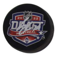 Cutter Gauthier Signed 2022 NHL Draft Logo Hockey Puck (JSA) at PristineAuction.com