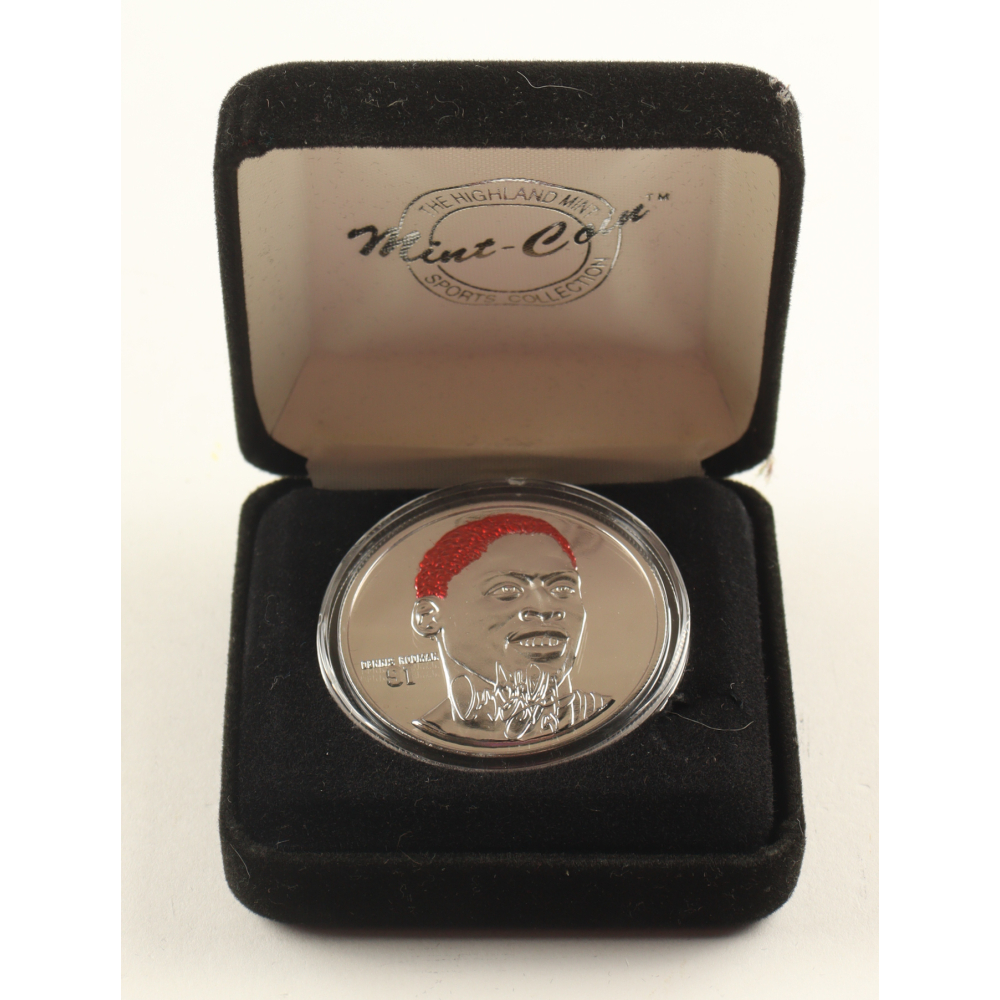 Dennis Rodman LE The Highland Mint 1 Troy Oz .999 Fine Silver Commemorative Bullion Round at PristineAuction.com
