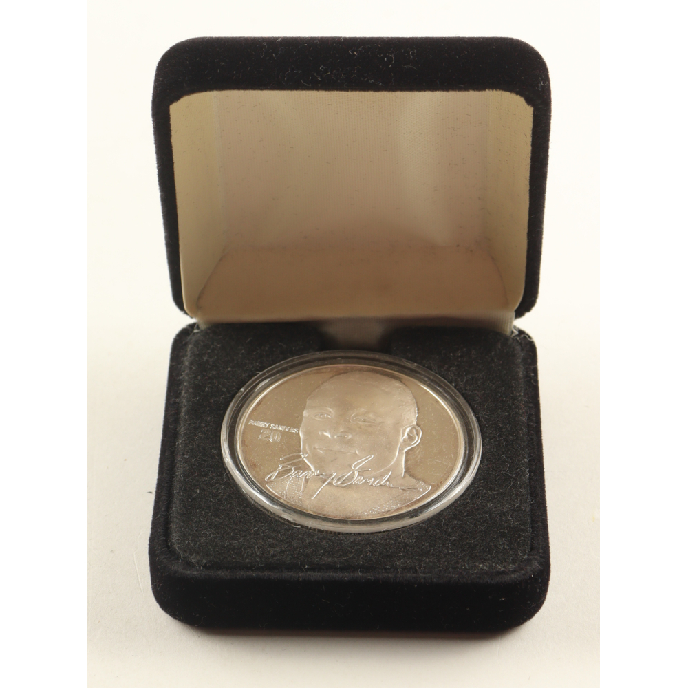 Barry Sanders LE The Highland Mint 1 Troy Oz .999 Fine Silver Commemorative Bullion Round at PristineAuction.com