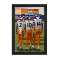 Bo Nix, Patrick Surtain II & Courtland Sutton Broncos Custom Framed Art Print at PristineAuction.com